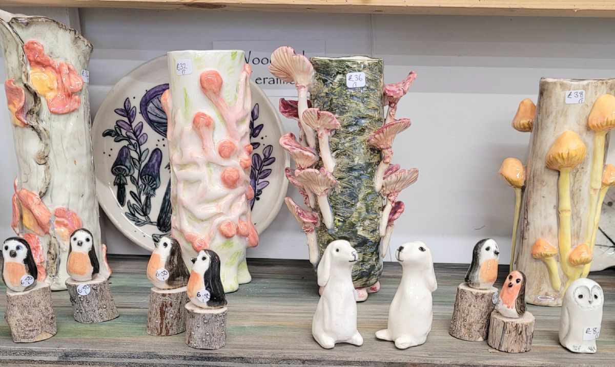 Meg Ashley Ceramic vases and small animals